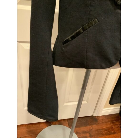 Free People Black Jacket W/ Floral Lace Lapel, Size Large - Picture 4 of 9